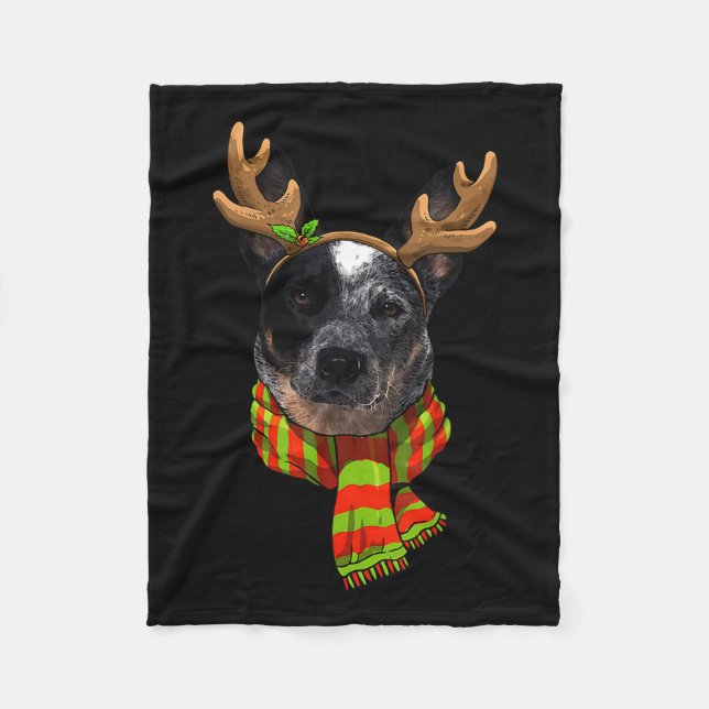 Couverture Polaire Blue Heeler Noël Noël Xmas Reindeer Animateur Amou (Devant)