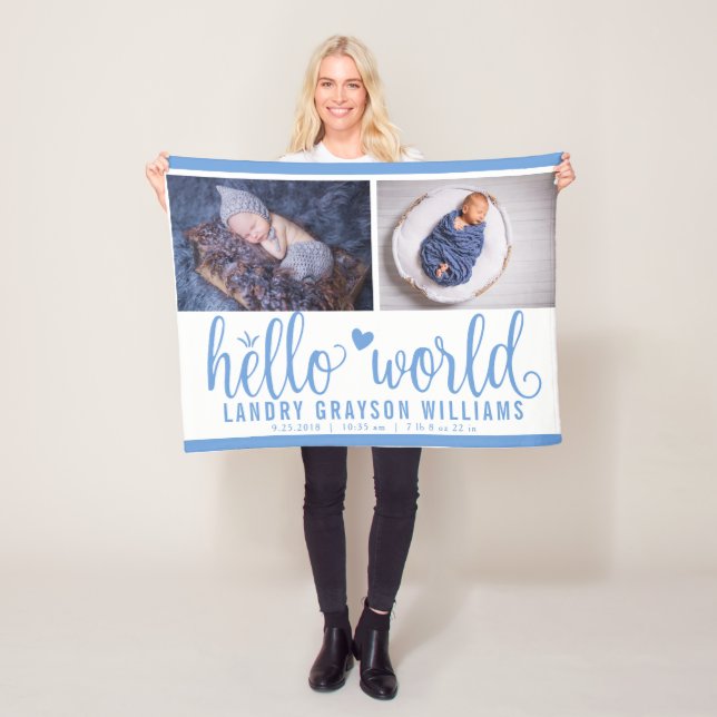 Couverture Polaire Blue Hello World Monogram Baby Stat (En situation)