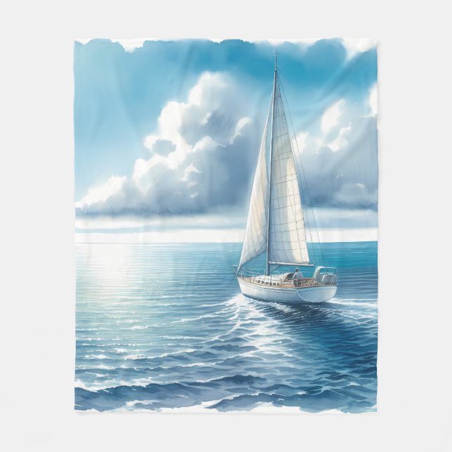 Couverture Polaire Blue Horizon Solitary Sailboat (Devant)