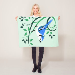 Couverture Polaire Blue Jay On Swirl Tree Branch