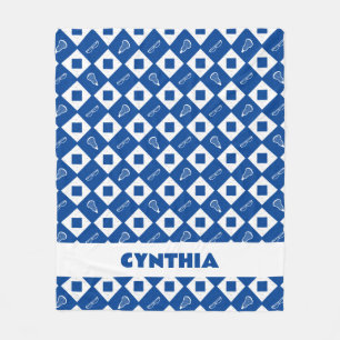 Couverture Polaire Blue Lacrosse Jacquard Motif Fleece Blanche