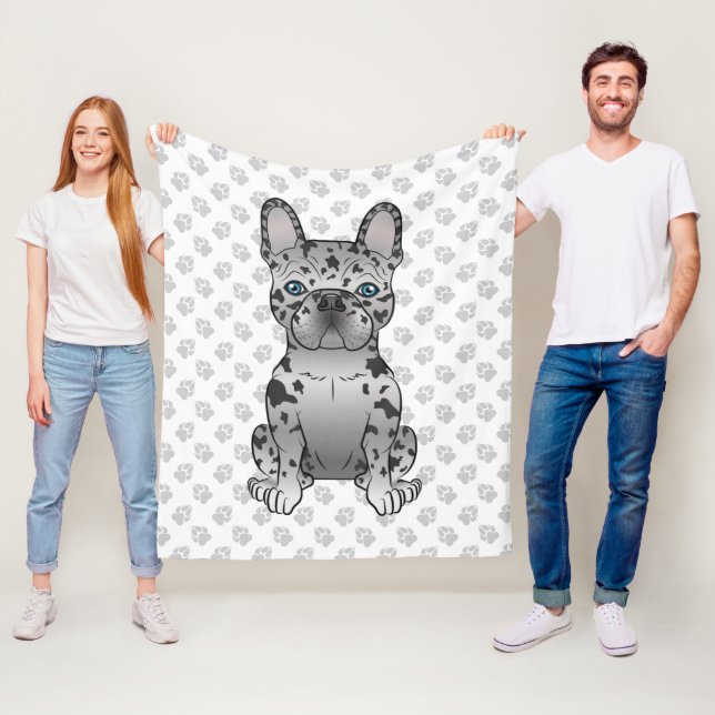 Couverture Polaire Blue Merle French Bulldog / Frenchie Cartoon Chien (En situation)
