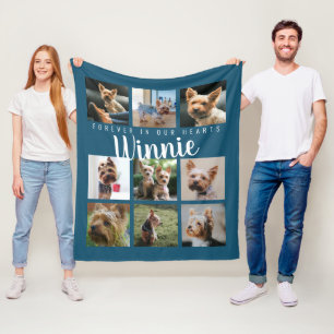 Couverture Polaire Blue Pet Photo Collage Nom du script de conservati