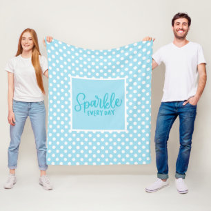 Couverture Polaire Blue Polkadot Glam Girly Typographie tendance