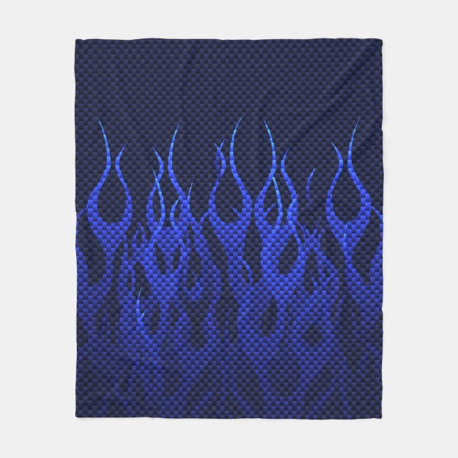 Couverture Polaire Blue Racing Flames on Carbon Fiber (Devant)