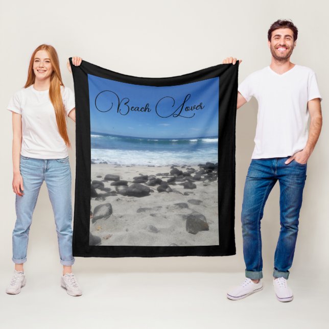 Couverture Polaire Blue Sky Ocean Lava Rocks Beach Lover (En situation)