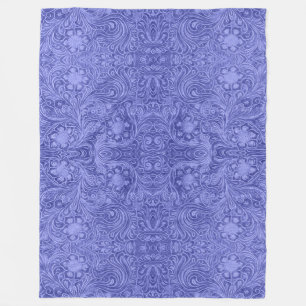 Couverture Polaire Blue Suede Faux cuir look Floral Design