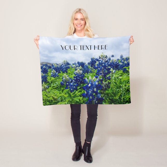 Couverture Polaire Bluebonnets Blue Flowers Texas texan Floral (En situation)