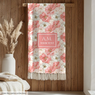 Couverture Polaire Blush et Or Élégant Monogramme Tendance