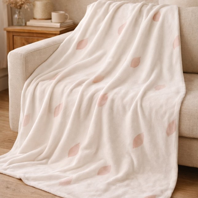 Couverture Polaire Blush Whisper Petals Fleece Blanket (Blush petal washes across an ivory backdrop add gentle pattern to modern feminine interiors.)