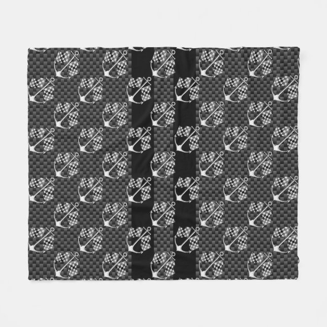 Couverture Polaire Boat Racing Nautique À damiers Carbon Fiber Style (Devant (Horizontal))