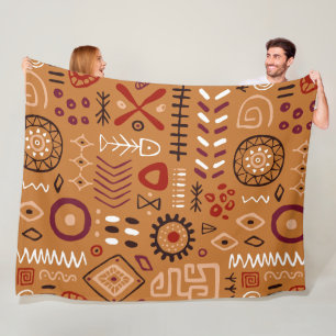 Couverture Polaire Bohème Artisan motif tribal Indien Brown