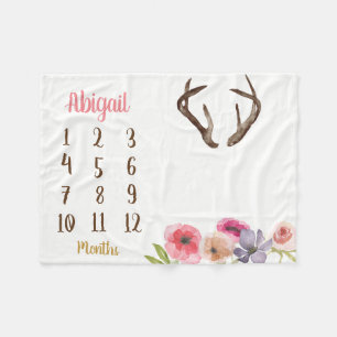 Couverture Polaire Boho Antler Baby Milestone Mensuelle Blanket bébé