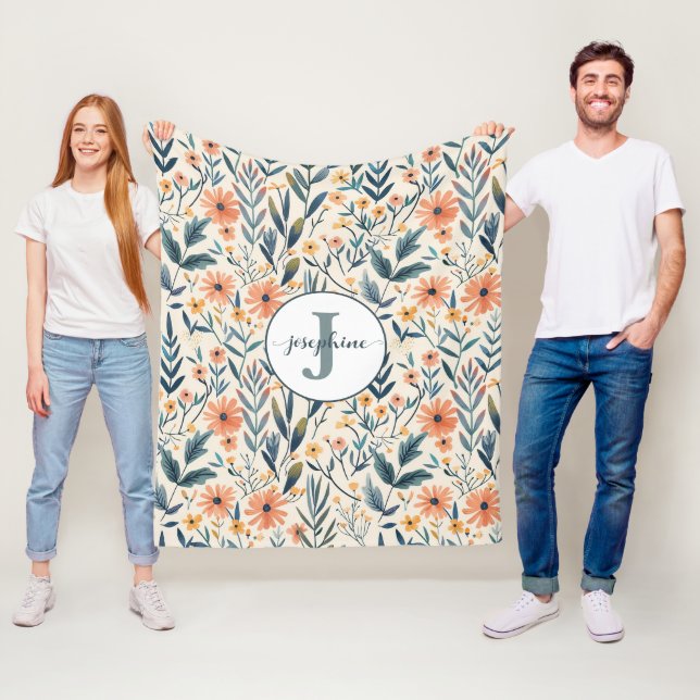 Couverture Polaire Boho Botanique Personnalisé Jardin Fleece Blanket (En situation)