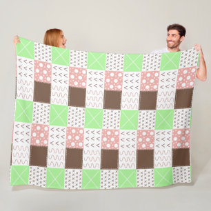Couverture Polaire Boho Brown, Bourgogne, vert et mauve Whimsical