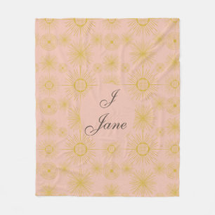 Couverture Polaire Boho Celestial Sun Stars Personnalisé rose