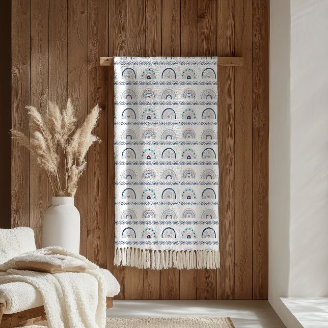 Couverture Polaire Boho Chic Blanket Pink & Navy Soft Gift Accent (Boho Chic Blanket Pink & Navy Soft Gift Accent)