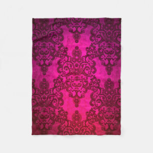 Couverture Polaire Boho Damassé Rose Éclatant Profond de Style Victor
