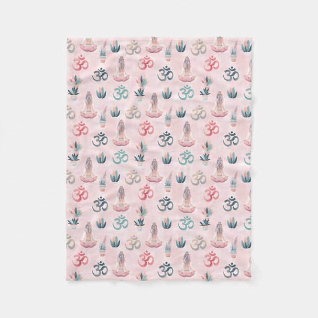 Couverture Polaire Boho design avec OM (Devant)