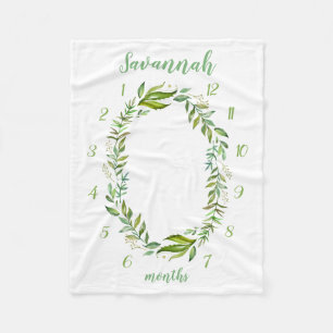 Couverture Polaire Boho Feuilles Baby Name Monthly Milestone Photo