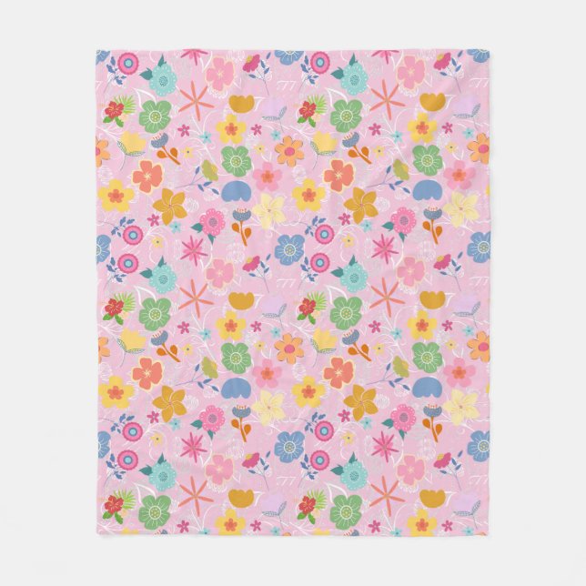 Couverture Polaire Boho Flowers Motif B01.w LPink BG (Devant)