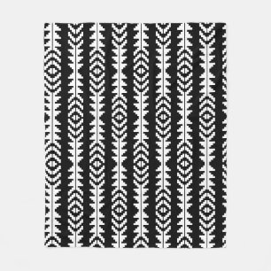 Couverture Polaire Boho géométrique noir et blanc