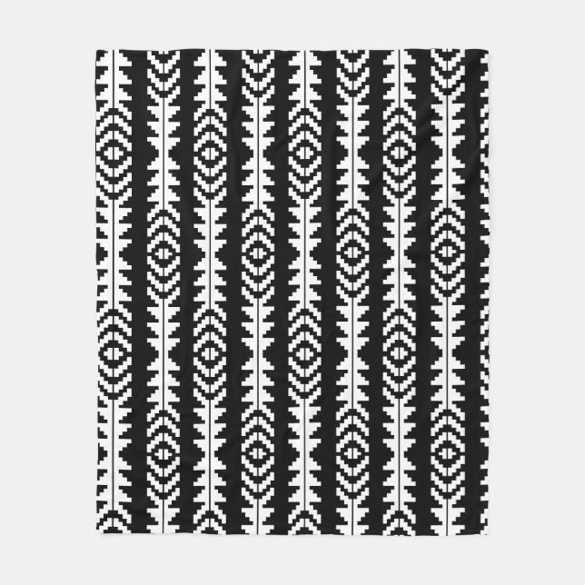 Couverture Polaire Boho géométrique noir et blanc (Devant)