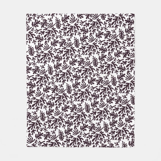 Couverture Polaire Boho Matisse Formes botaniques Motif gris noir (Devant)
