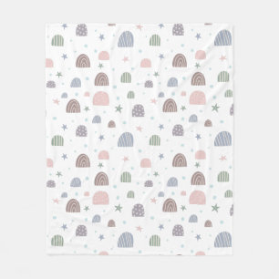 Couverture Polaire boho moderne pastel arc-en-ciel étoiles