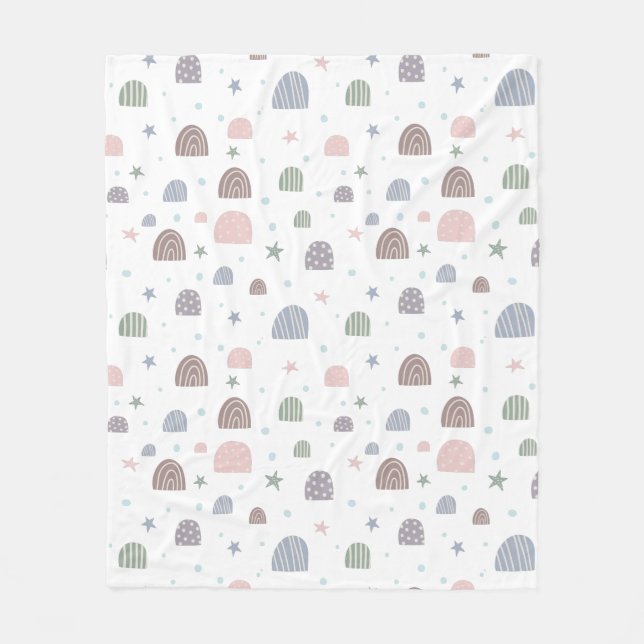 Couverture Polaire boho moderne pastel arc-en-ciel étoiles (Devant)