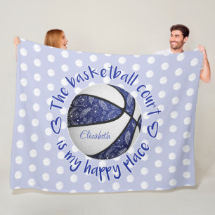 Couverture Polaire boho plumes bleu terrain de basket heureux lieu