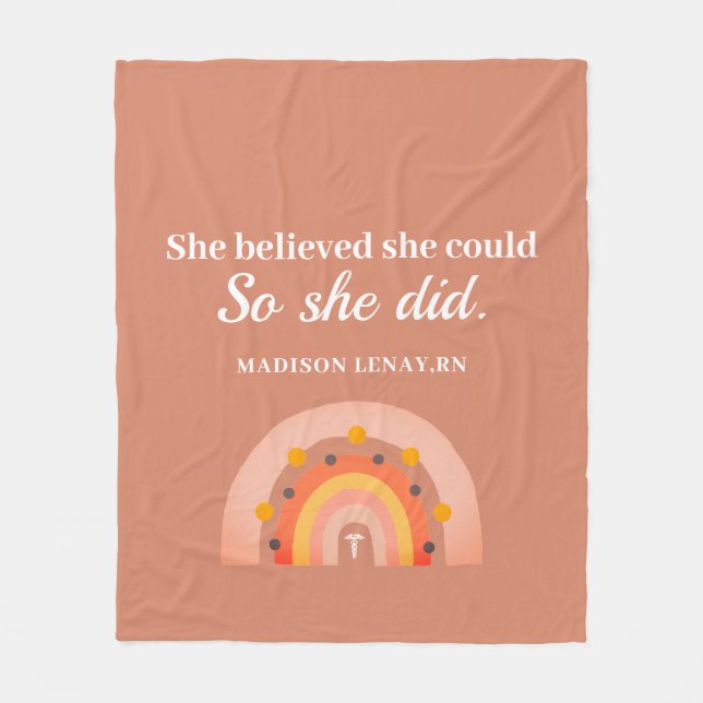 Couverture Polaire Boho Rainbow Nurse Inspirational Elle Croyait Nom (Devant)