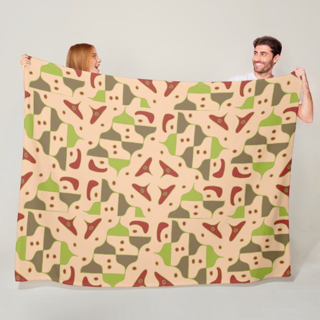 Couverture Polaire Boho Retro Moderne Graphisme Blanche Toison (En situation)