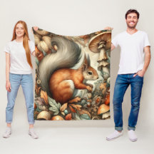Bois Chute Couleur Champignons Écureuil Whimsical