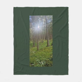Couverture Polaire Bois ensoleillé - Panneau photo de forêt verte