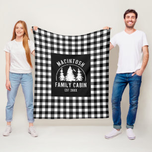 Couverture Polaire Bois Plaid Rustique Noir Blanc Buffalo Personnalis