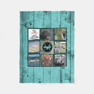 Couverture Polaire Bois Teal de turquoise du nom   de collage de