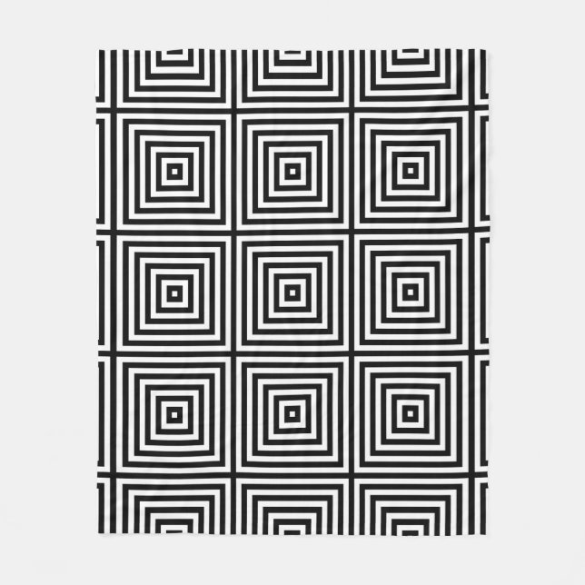 Couverture Polaire Boîte à rayures noire et blanche Motif de répétiti (Devant)