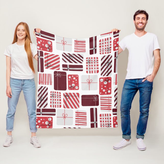 Couverture Polaire Boîtes cadeaux rouges et blancs Motif sans couture (En situation)