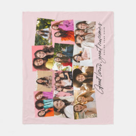 Couverture Polaire Bon temps grands souvenirs 12 photo collage rose