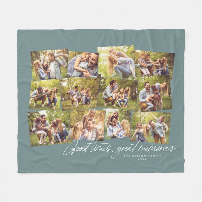 Couverture Polaire Bon temps grands souvenirs turquoise 12 photo coll (Devant (Horizontal))