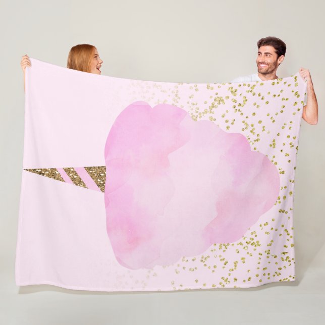 Couverture Polaire Bonbon Rose et Paillettes d'Or Amusement Fantaisis (En situation)