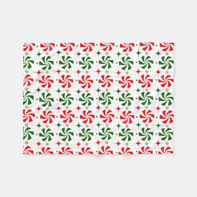 Couverture Polaire Bonbons à la menthe de Noël (Devant (Horizontal))
