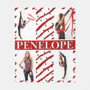 Couverture Polaire Bonbons de Noël Saupoudrer 4 Photo Collage