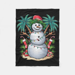Couverture Polaire Bonhomme de neige de Noël en juillet Palmier d'été