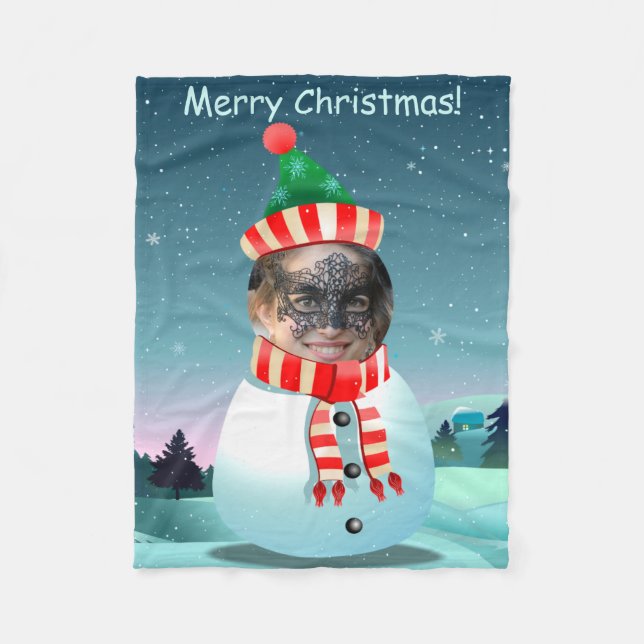 Couverture Polaire Bonhomme de neige personnalisable d'image (Devant)