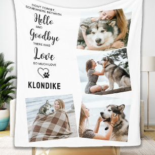 Couverture Polaire Bonjour adieu Pet Dog Memorial Photo Collage