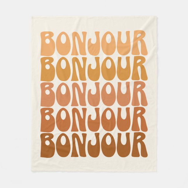Couverture Polaire Bonjour Français Bonjour Super Typographie Brown (Devant)