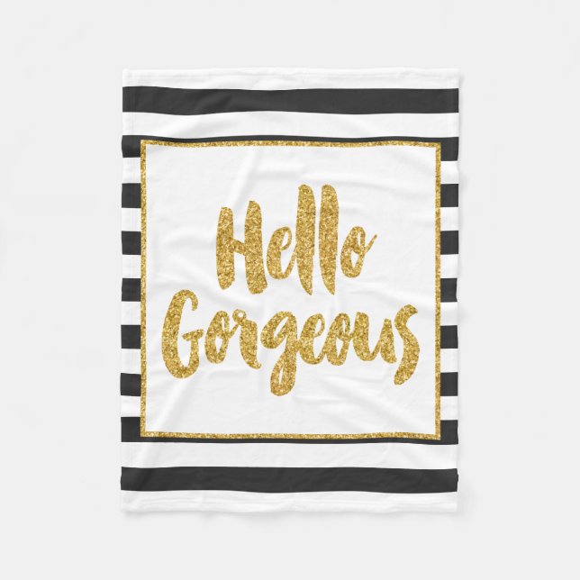 Couverture Polaire Bonjour Magnifique Black & White Gold Parties scin (Devant)