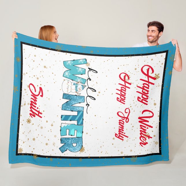 Couverture Polaire Bonjour Personnaliser d'hiver (En situation)